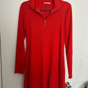 Zara Red Zip-Up Sweater Dress